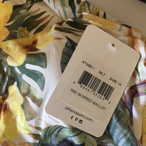 ATHENA Square Neck Shirred Maillot 🌼 NEW WITH TAGS! - Picture 10 of 11